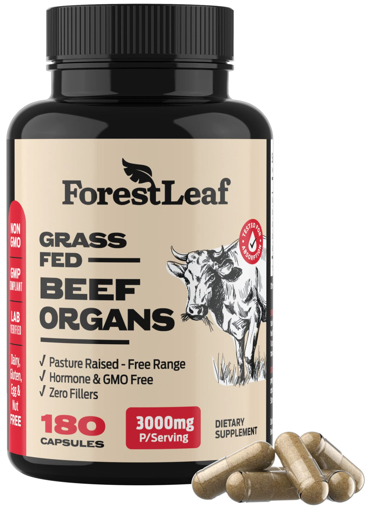 Complément ForestLeaf Organes Bovin - présentation des capsules
