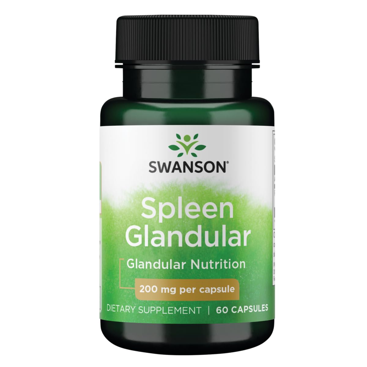 Complément glandulaire de rate Swanson 200 mg, vue de face de l'emballage