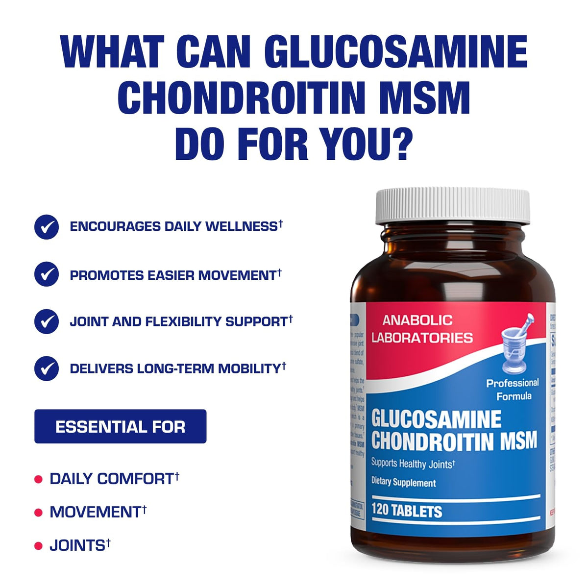 Complément Glucosamine Chondroïtine MSM Anabolic Laboratories, vue latérale