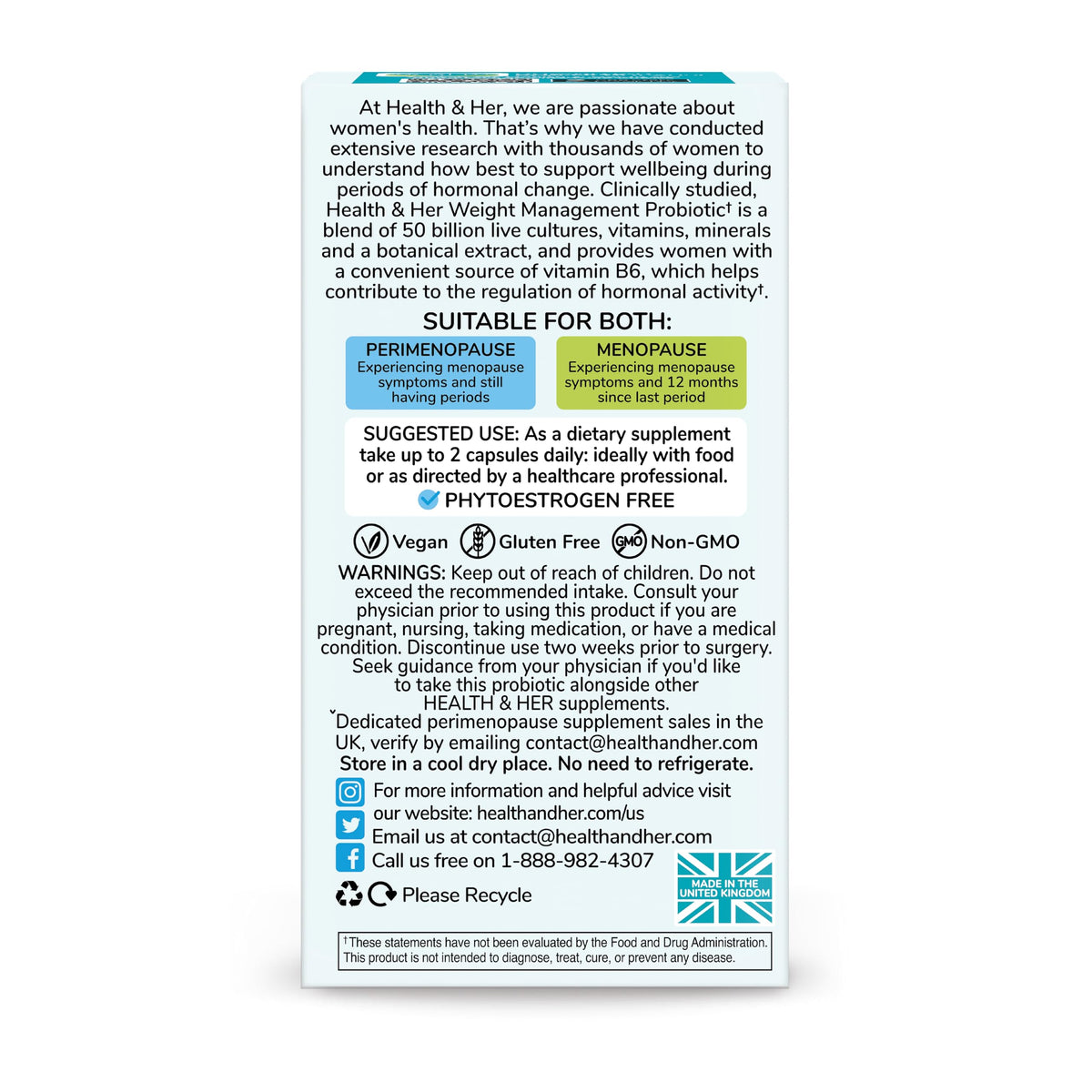 Complément Health and Her Probiotiques avec des éléments naturels en arrière-plan