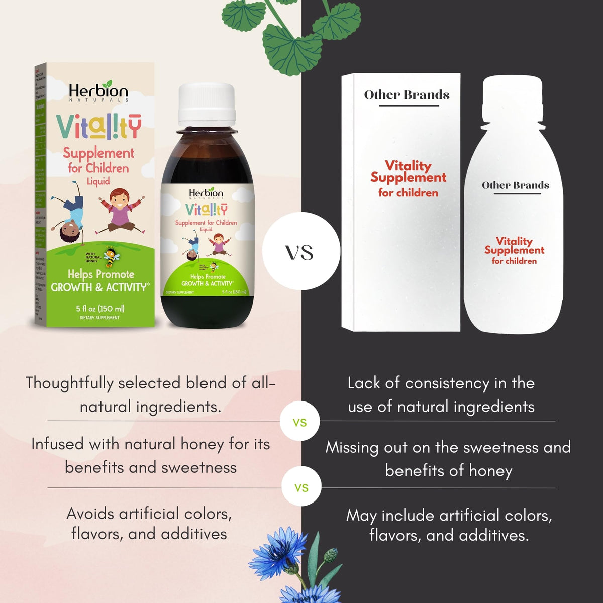Complément HERBION Vitalité Enfants avec verre de jus