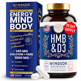 Complément HMB 1 000 mg et Vitamine D3 de WINDSOR BOTANICALS, vue avant