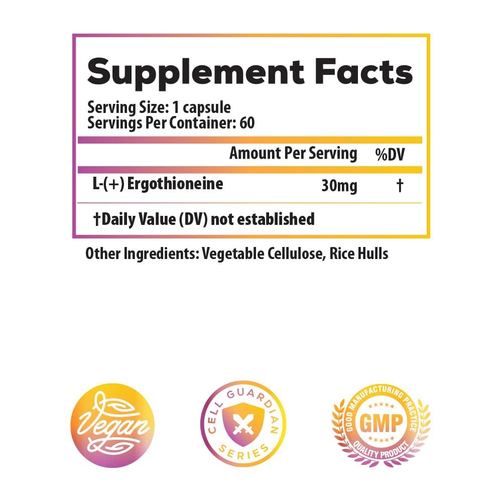 Complément Ideal Infusion L-Ergothioneine, vue arrière avec informations nutritionnelles
