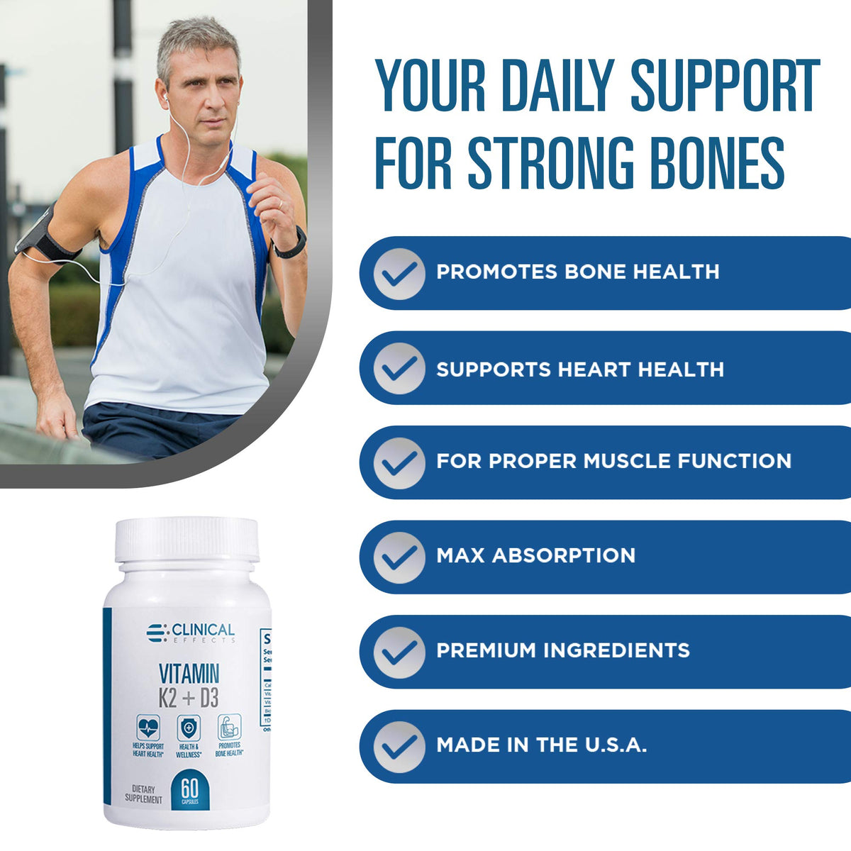 Complément K2 + D3 Clinical Effects 240g - ingrédients