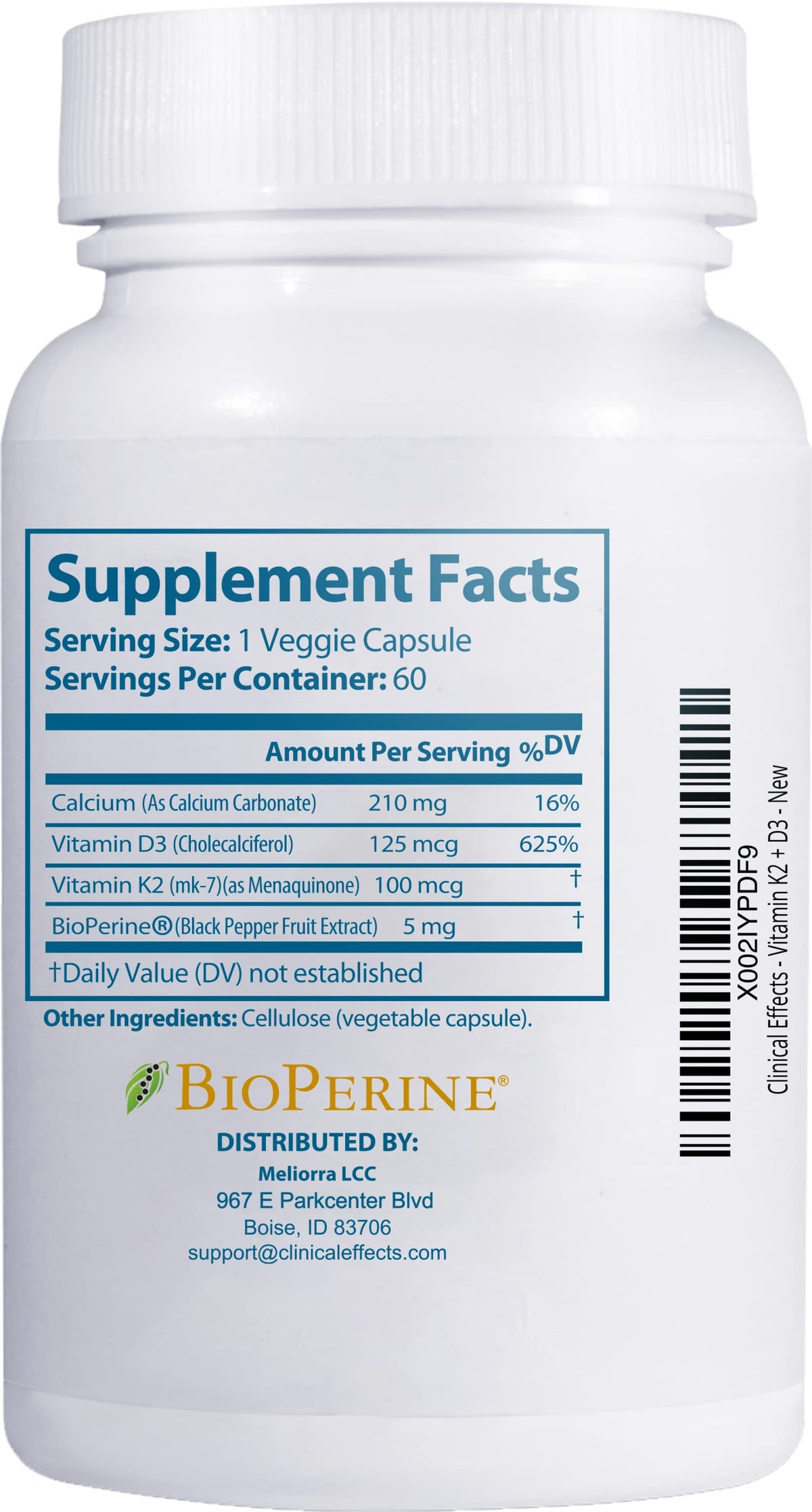 Complément K2 + D3 Clinical Effects 240g - vue latérale