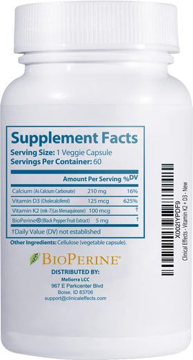 Complément K2 + D3 Clinical Effects 240g - vue latérale