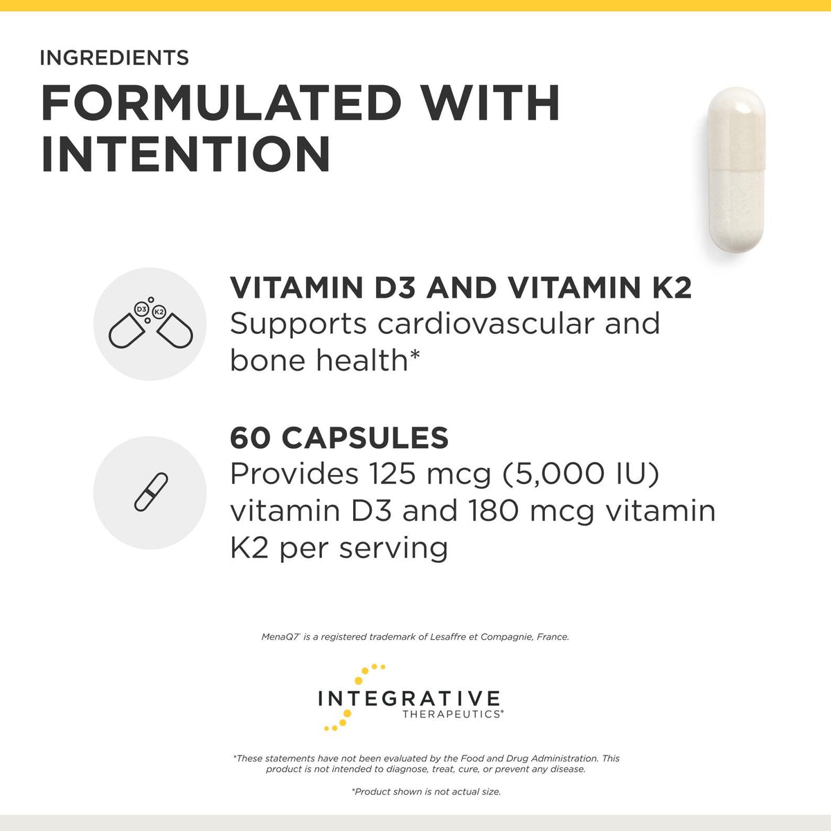 Complément K2 + D3 d'Integrative Therapeutics, vue de côté de la boîte