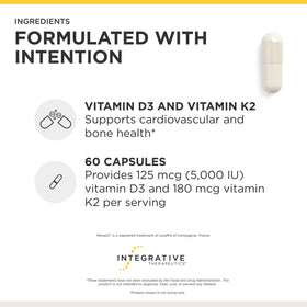 Complément K2 + D3 d'Integrative Therapeutics, vue de côté de la boîte