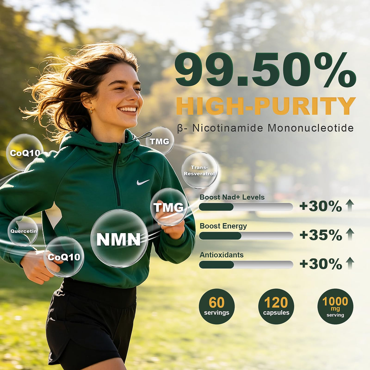Complément Leafgush NMN 1000mg présenté avec une tasse d'eau