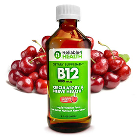 Complément liquide de Vitamine B12 1000mcg en flacon, saveur cerise naturelle