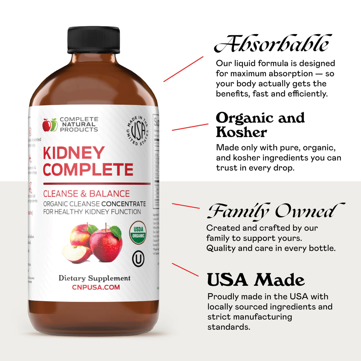 Complément Liquide Rénal 16oz en contexte sur une table
