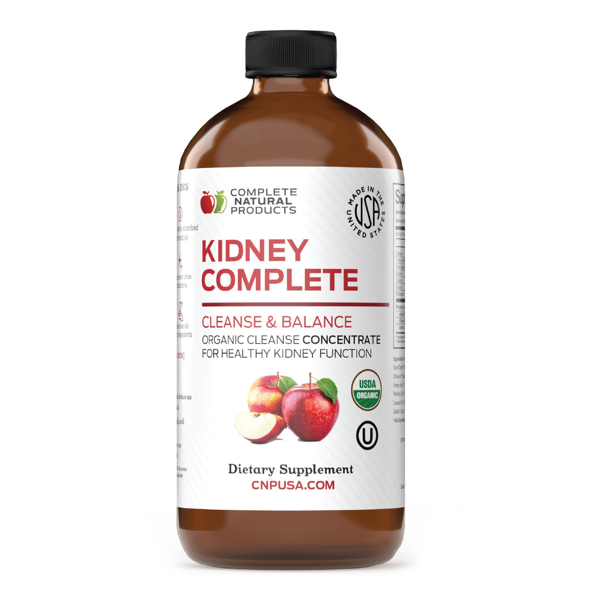 Complément Liquide Rénal 16oz vue avant avec étiquette ACV et citron