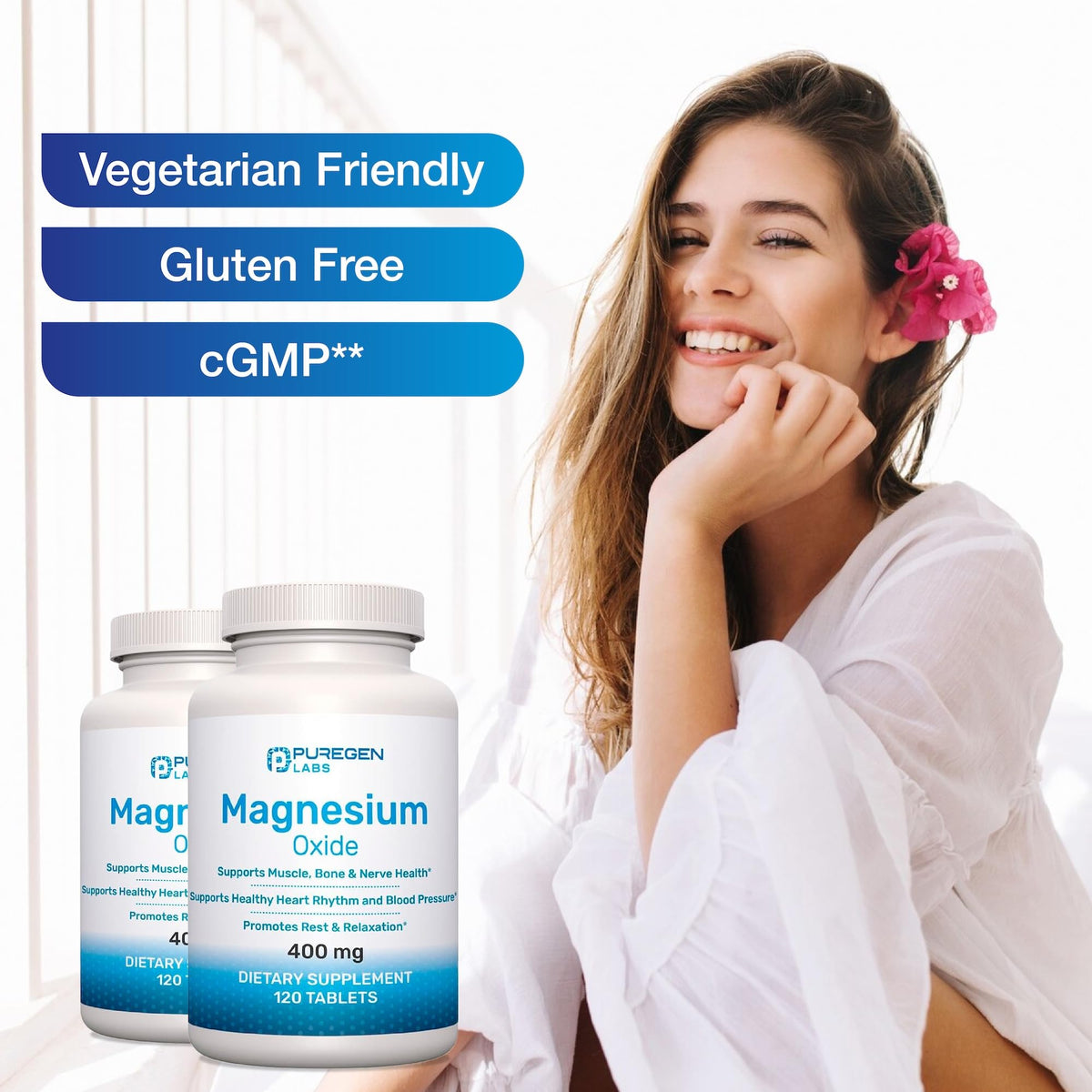 Complément Magnésium 400mg P Puregen Labs dans un environnement naturel
