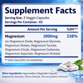 Complément Magnésium Art anime 1000mg capsules en gros plan