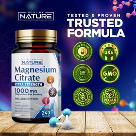 Complément Magnésium Citrate 1000mg - Built by Nature, en présentation lifestyle