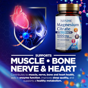 Complément Magnésium Citrate 1000mg - Built by Nature, vue de côté
