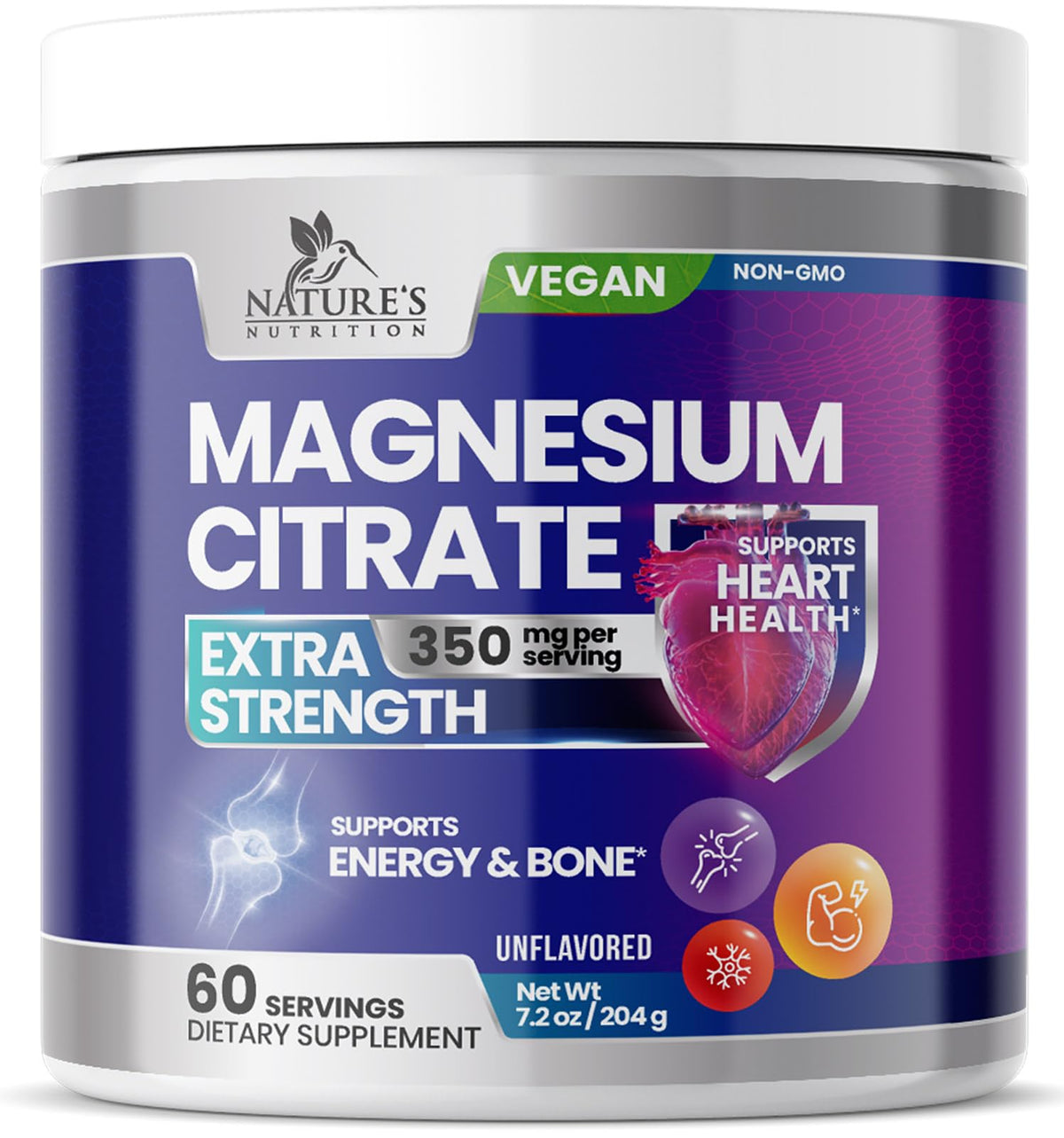 Complément Magnésium Citrate Nature's Nutrition 272 g vue de devant