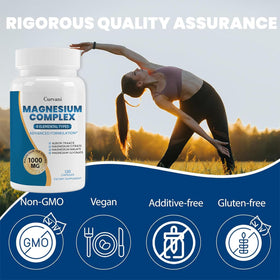 Complément Magnésium Curvani sur une table avec des accessoires de fitness