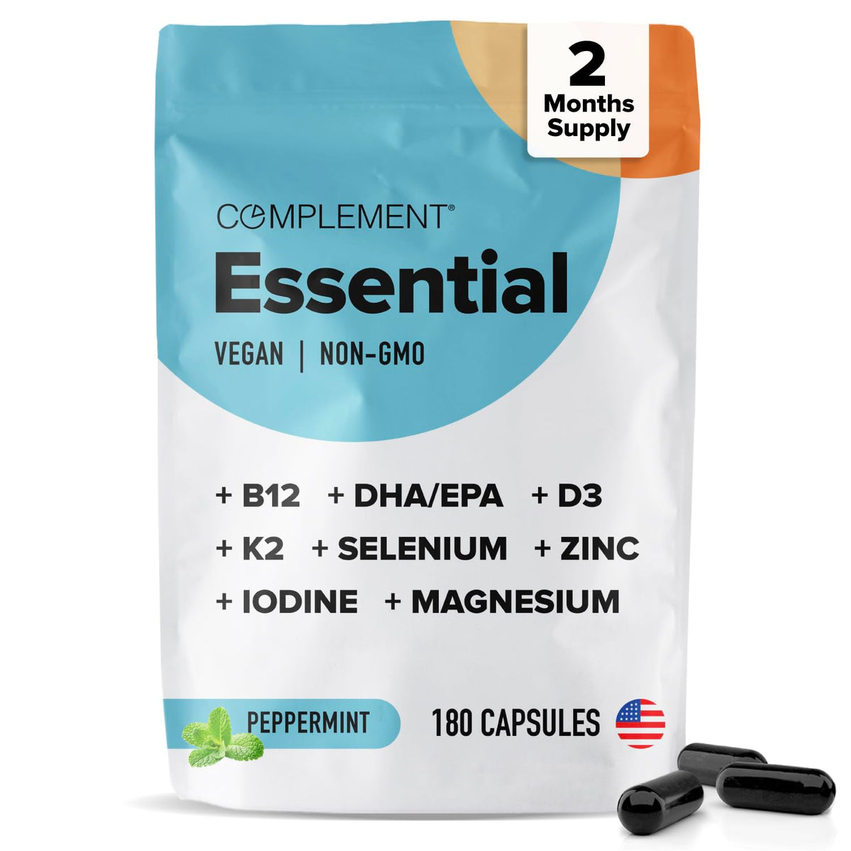 Complement Multivitamines Essentielles Vegan 60 capsules, vue de face
