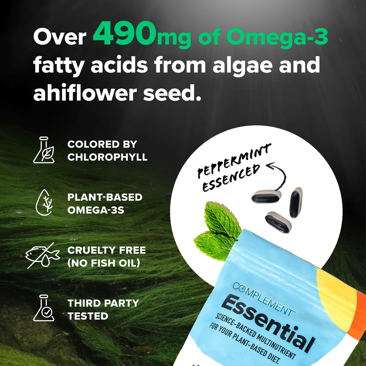 Complement Multivitamines Essentielles Vegan sur fond blanc