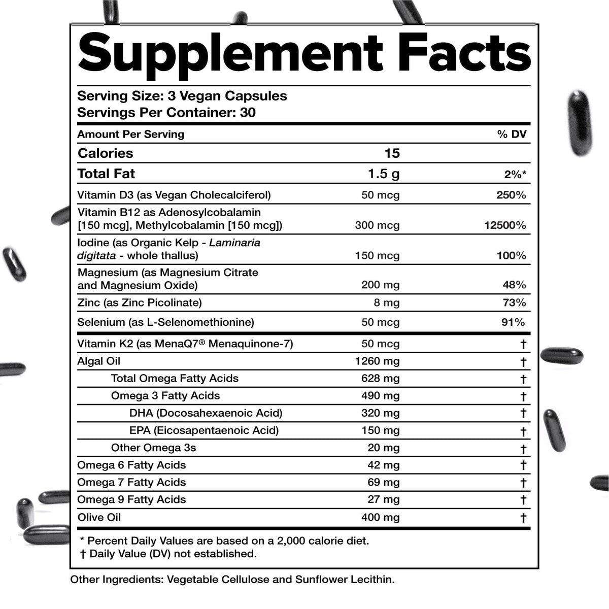 Complément Multivitamines Végétalien 30 Capsules - capsules sur une surface