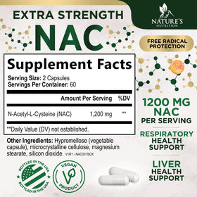 Complément NAC 1200 mg Nature's Nutrition - capsules non-OGM