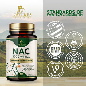 Complément NAC 1200 mg Nature's Nutrition - étiquette