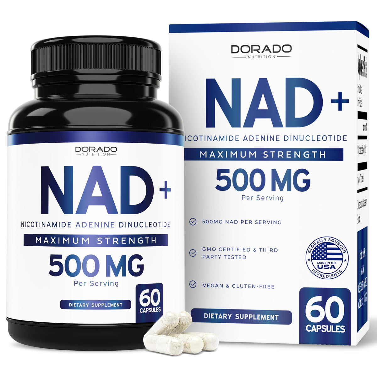 Complément NAD+ 500mg DORADO NUTRITION vue de face