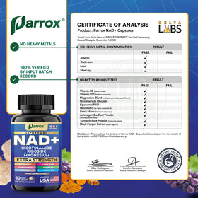 Complément NAD+ Parrox sur une table de cuisine