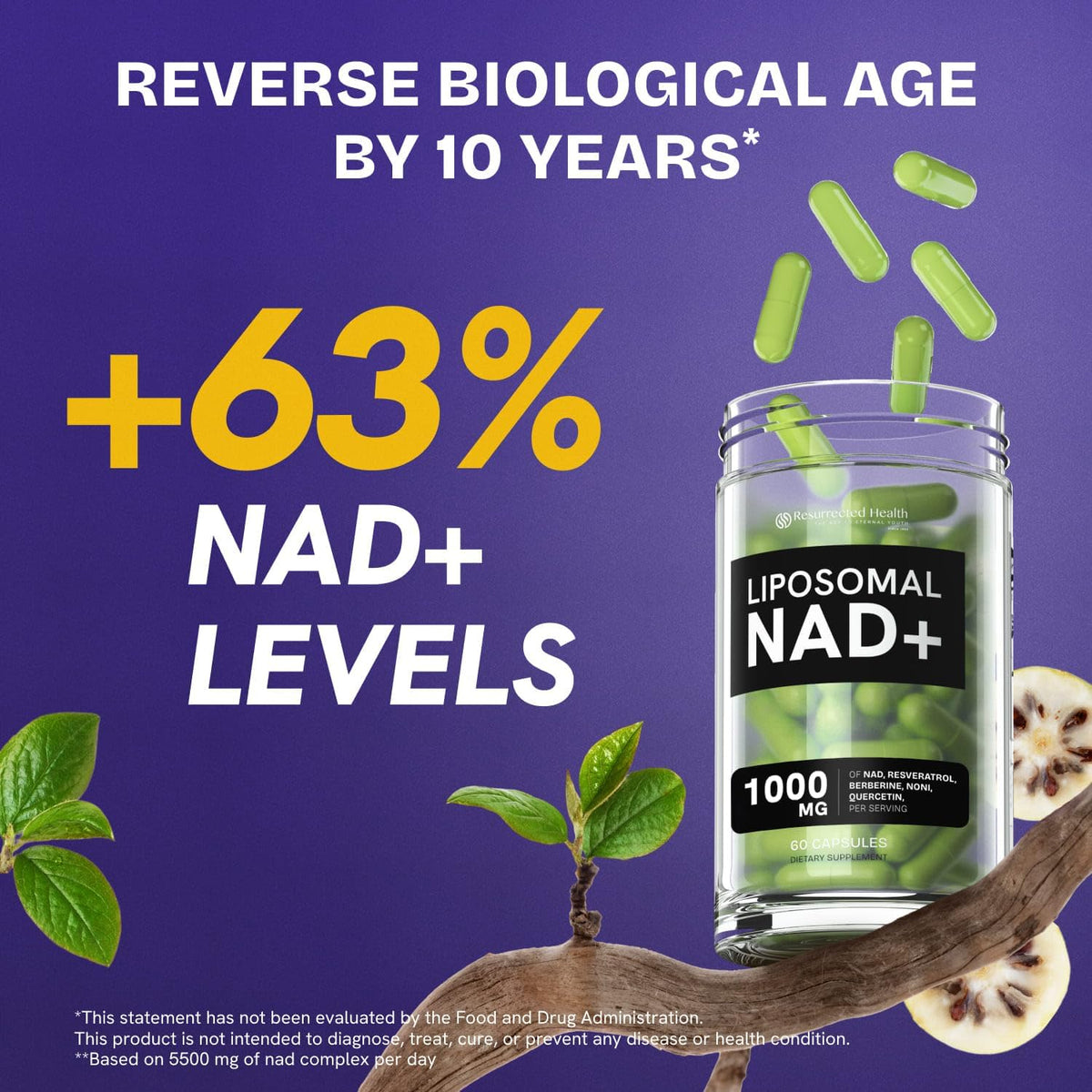 Complément NAD+ Resurrected Health capsules de près