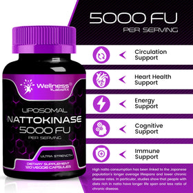 Complément Nattokinase WELLNESS LABSRX avec un verre d'eau
