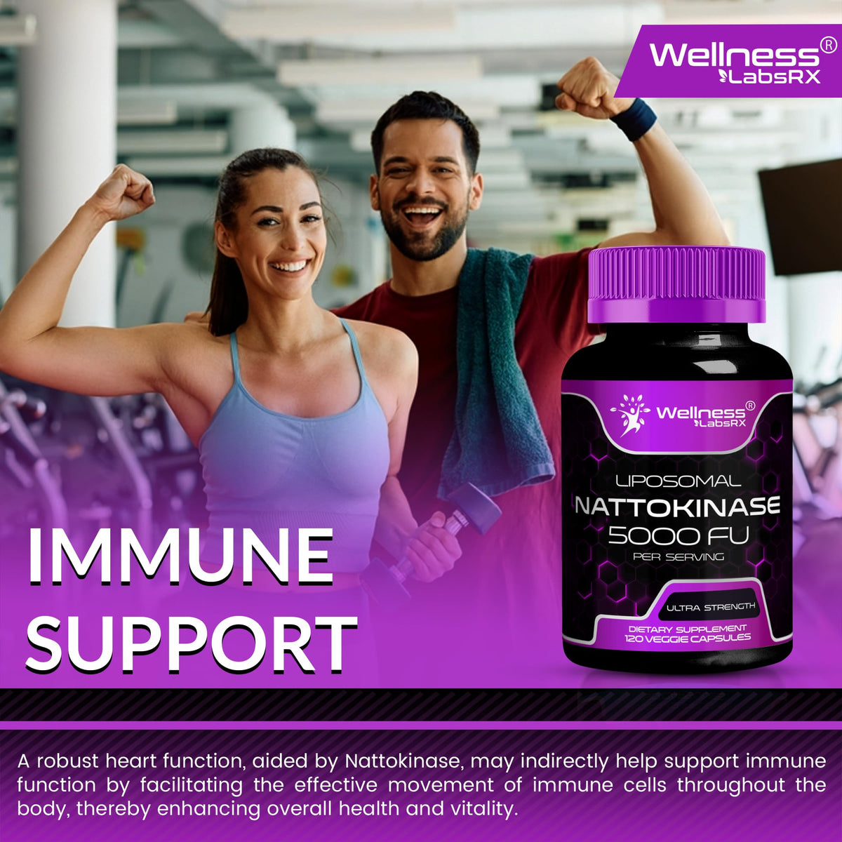 Complément Nattokinase WELLNESS LABSRX sur un plan de travail