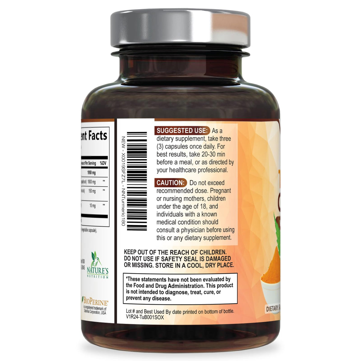 Complément Nature's Nutrition avec BioPerine, vue de dessus