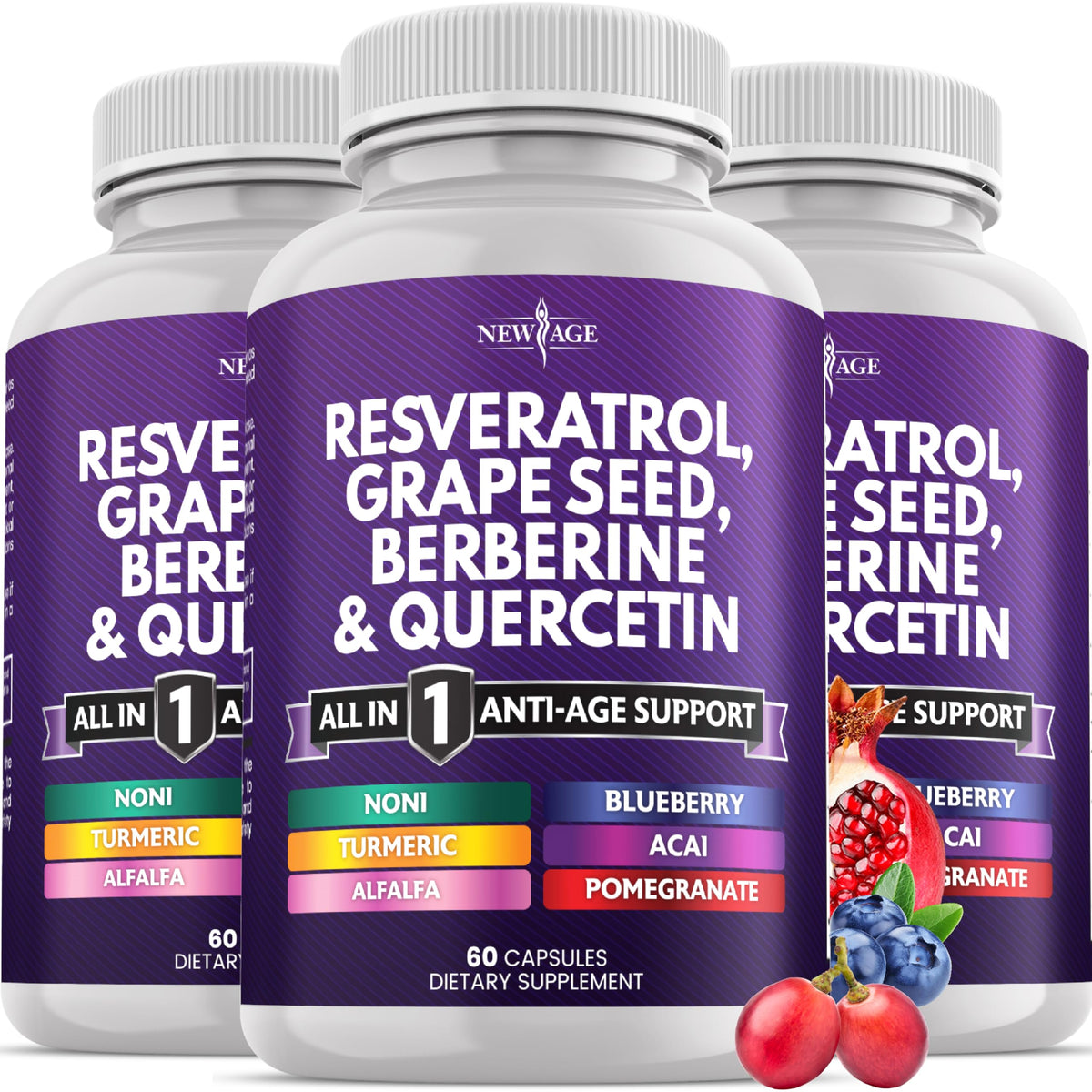 Complément NEW AGE 180 capsules avec resvératrol et noni