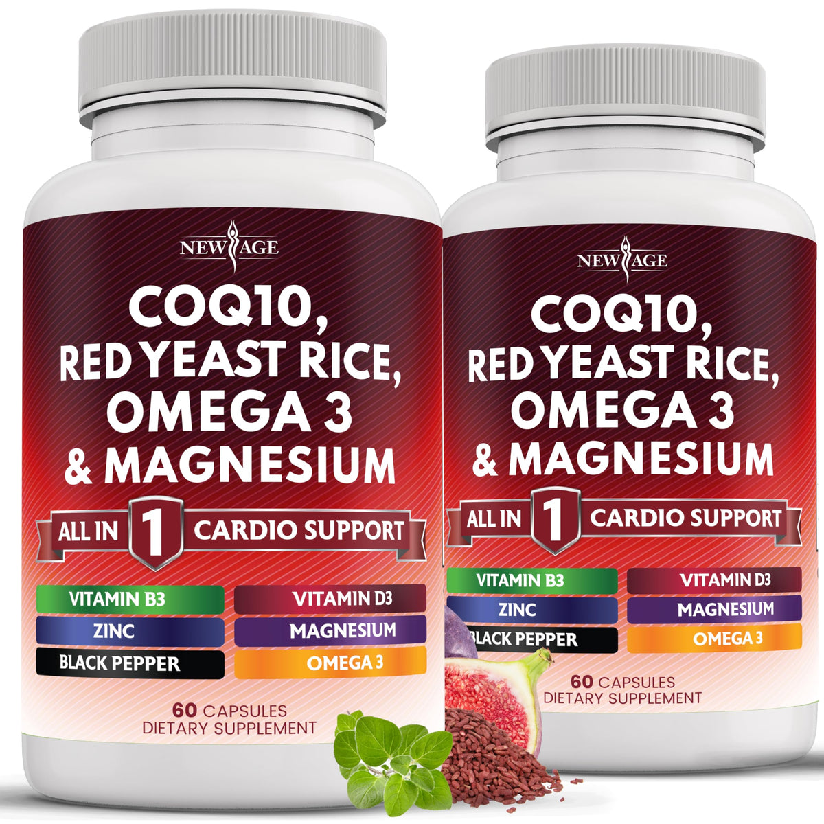 Complément NEW AGE CoQ10 200mg Riz de Levure Rouge 3000mg en packaging