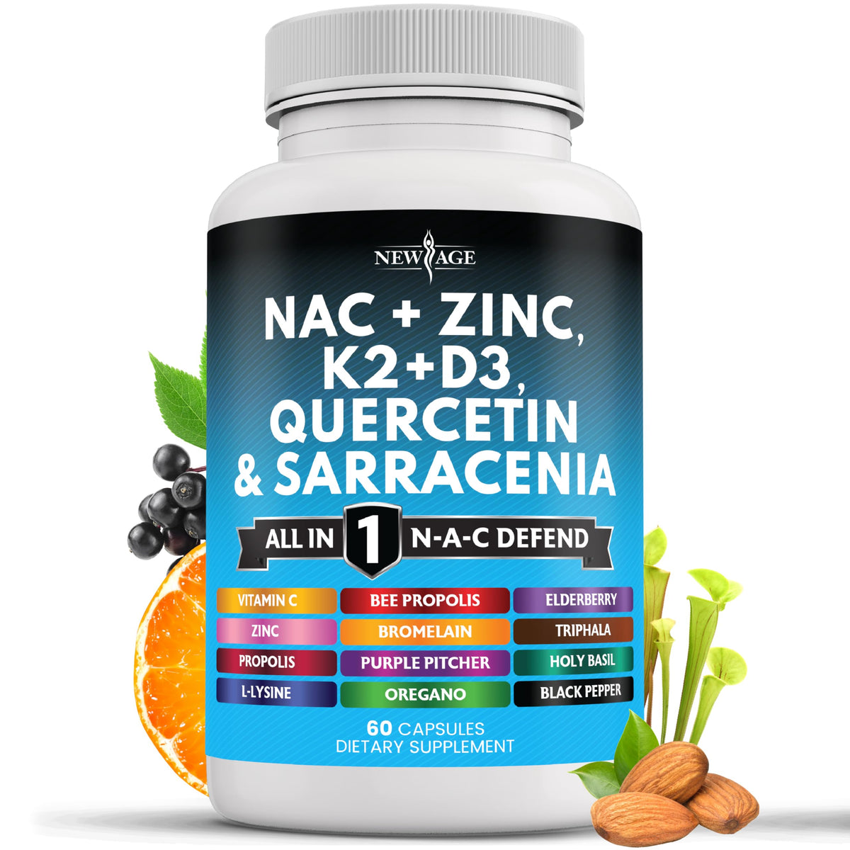 Complément NEW AGE NAC 60 capsules vue avant avec packaging