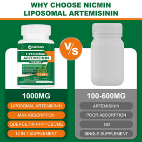 Complément NICMIN Artémisinine Liposomale 1000mg, vue de côté de la boîte