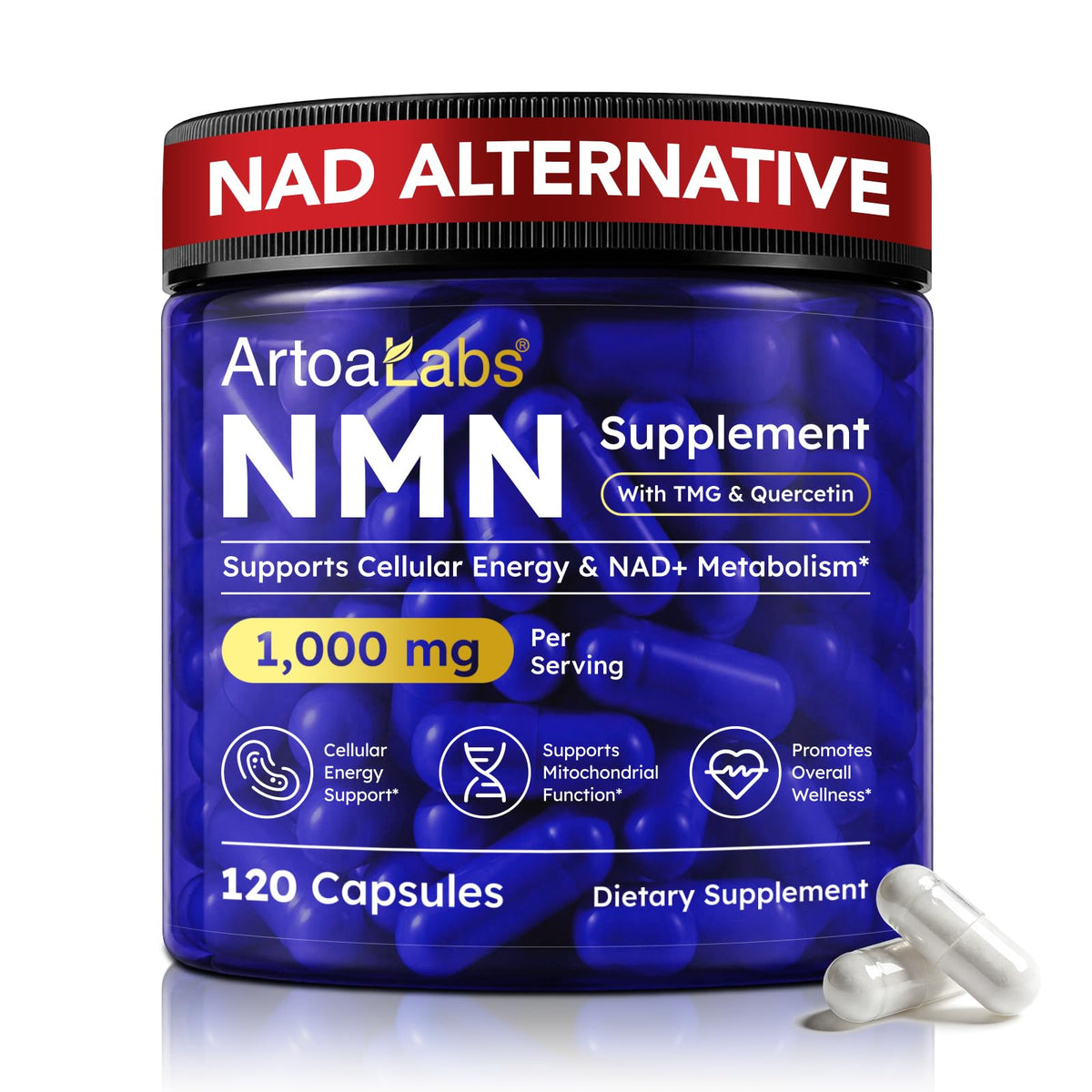 Complément NMN 1000mg artoalabs, vue avant du flacon