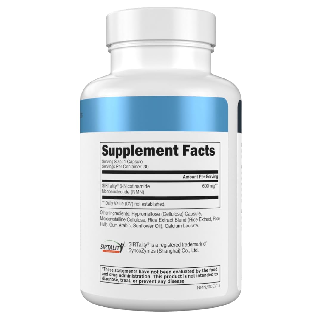 Complément NMN 600 mg Transparent Labs avec des ingrédients