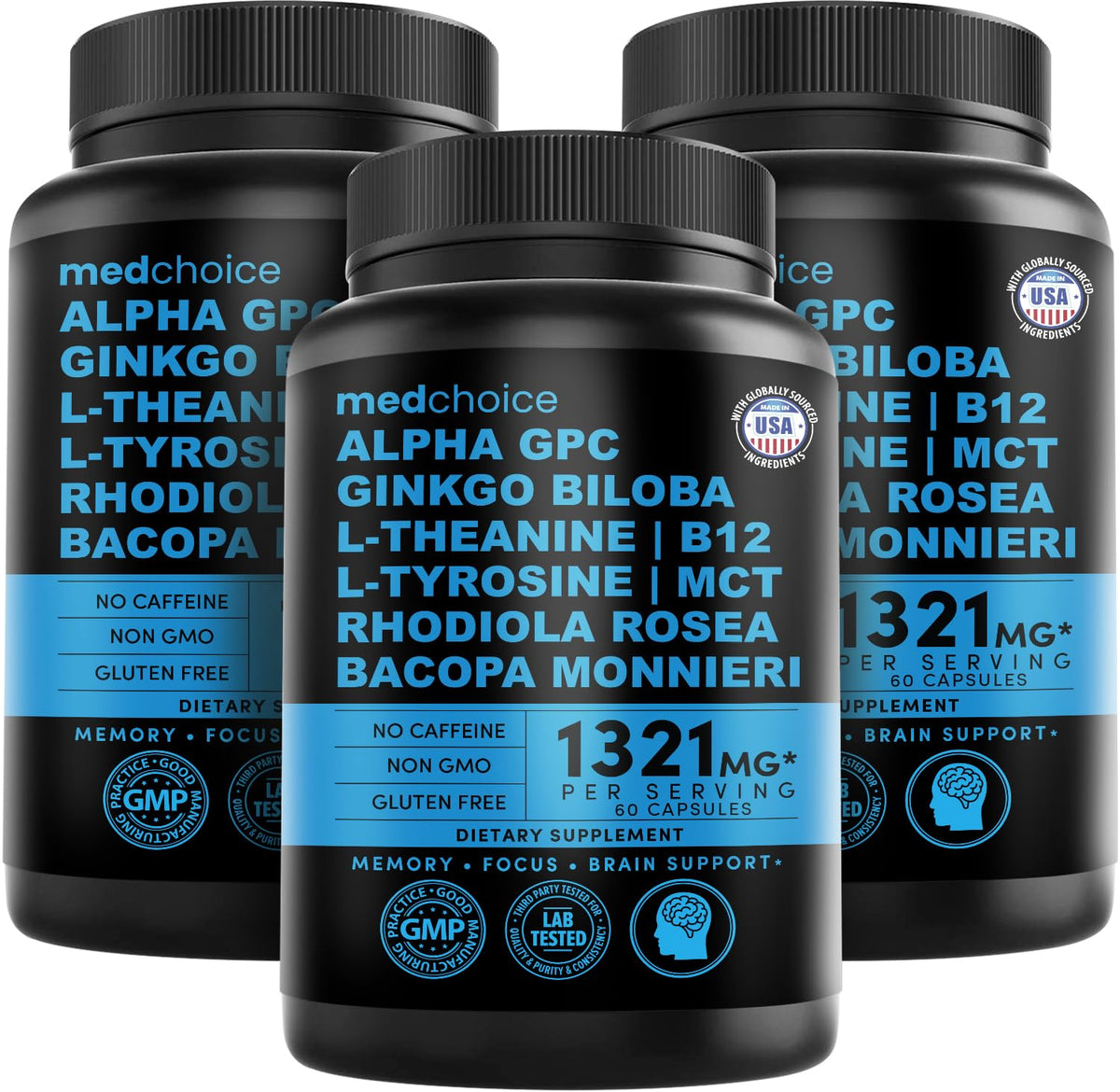 Complément Nootropique MEDCHOICE 1321mg devant le packaging