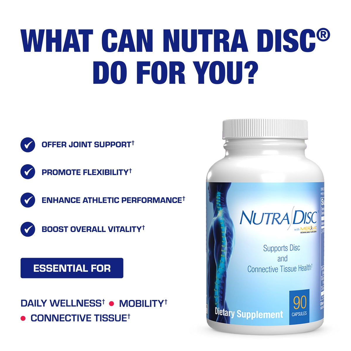 Complément Nutra Disc et son dosage recommandé sur une table