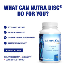 Complément Nutra Disc et son dosage recommandé sur une table