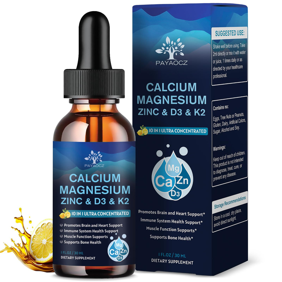 Complément PAYAOCZ Calcium Magnésium Zinc 10 en 1 flacon avant
