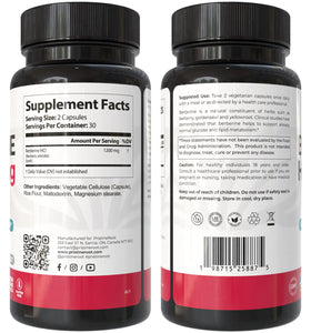 Complément PristineRoot Berbérine 1200mg informations de l'étiquette