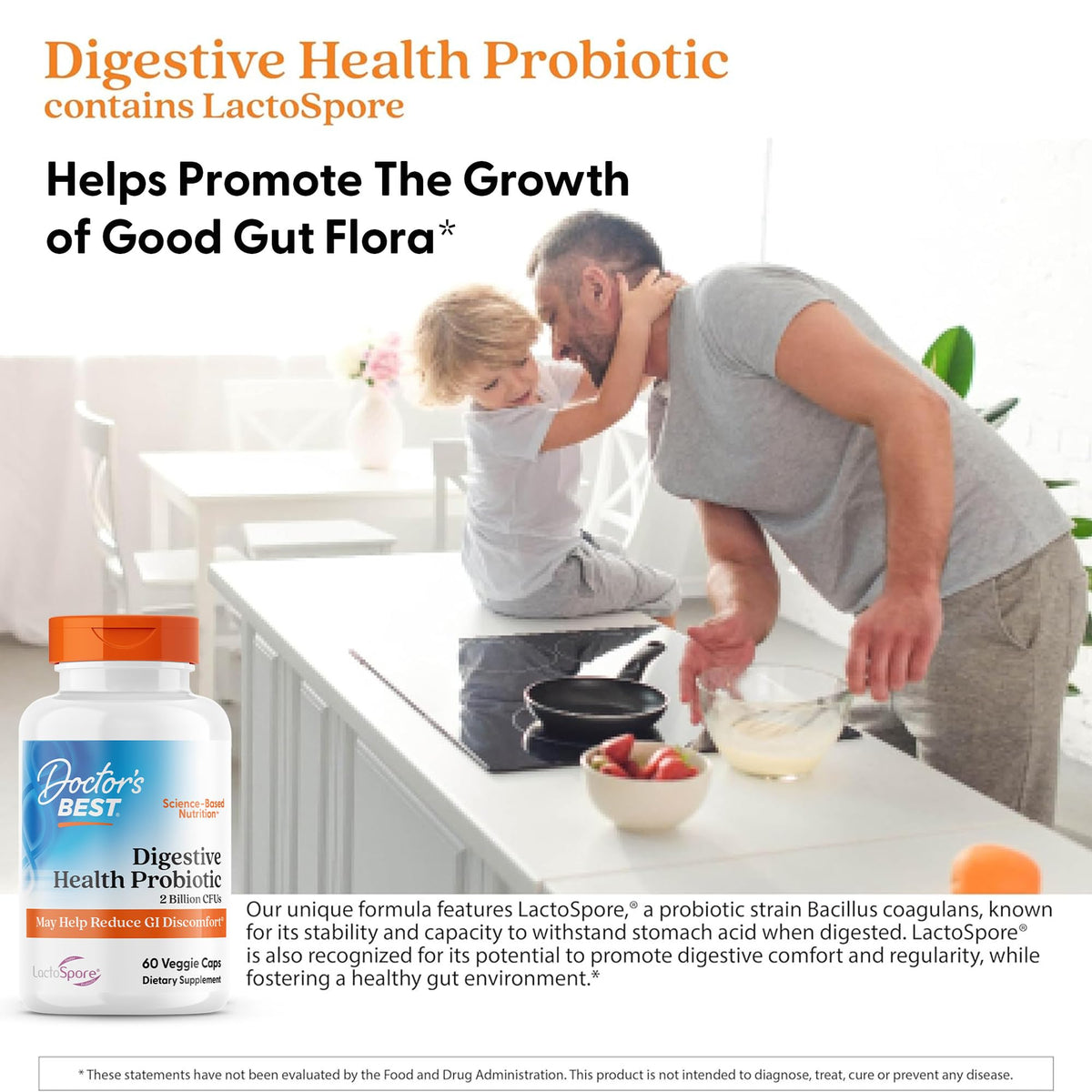 Complément probiotique Doctor's BEST avec capsules et étiquette détaillée