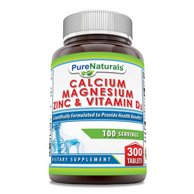 Complément Pure Naturals Calcium Magnésium Zinc 300 tablettes avant