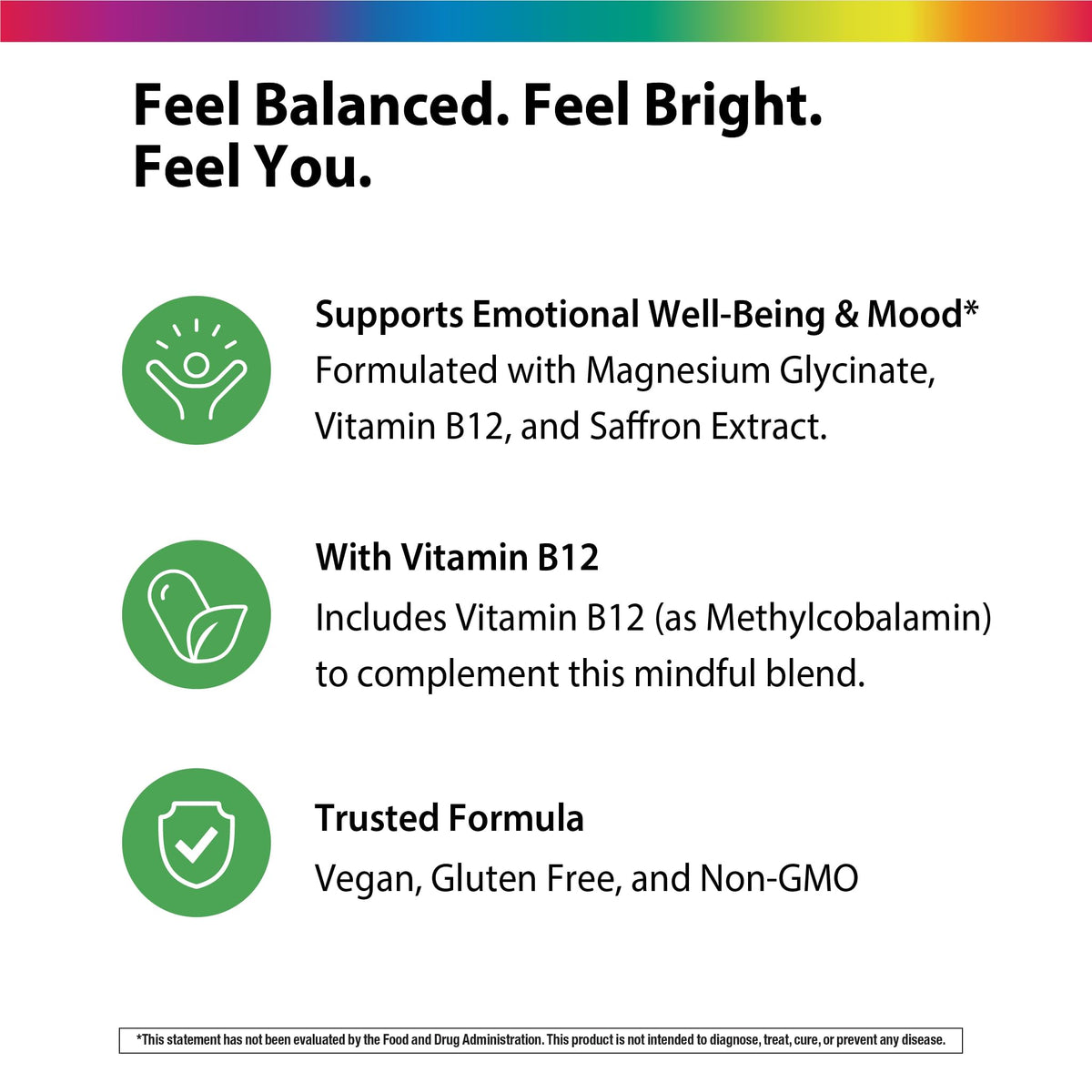 Complément Rainbow Light Saffron Extract 59 mg avec étiquette et ingrédients