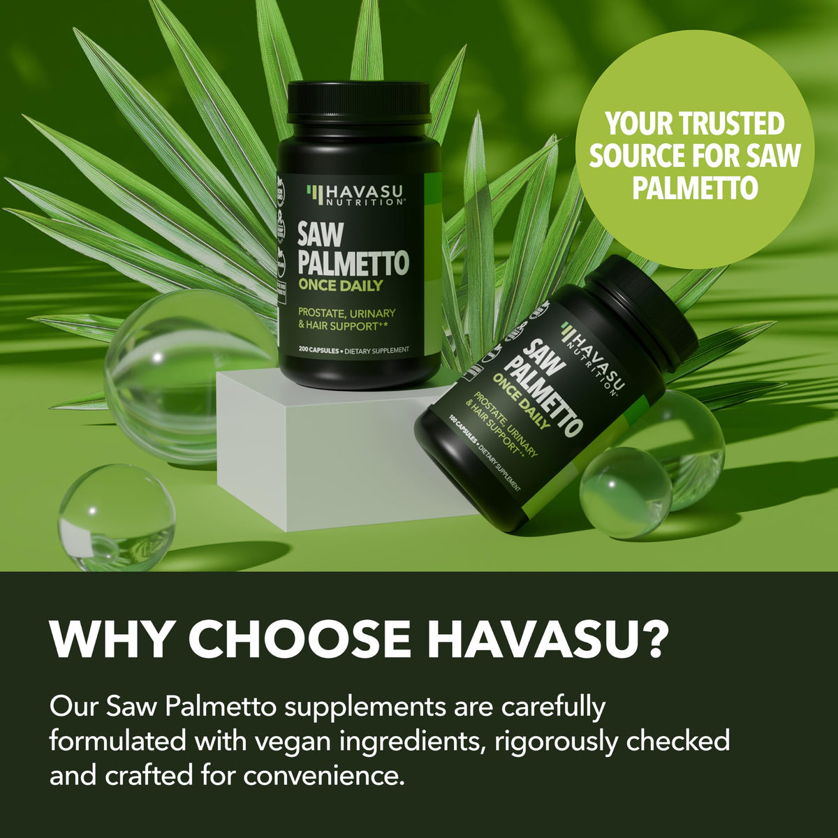 Complément Saw Palmetto HAVASU NUTRITION avec étiquette visible