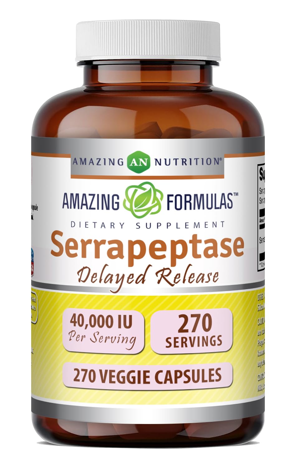 Complément Serrapeptase 40000 IU Amazing Nutrition, boîte avant