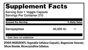 Complément Serrapeptase 40000 IU Amazing Nutrition, capsules végétales